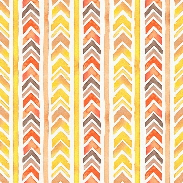 Seamless Watercolor Boho Tribal Ornamental Pattern.