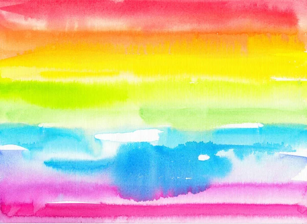 Abstract watercolor hand painted rainbow background.