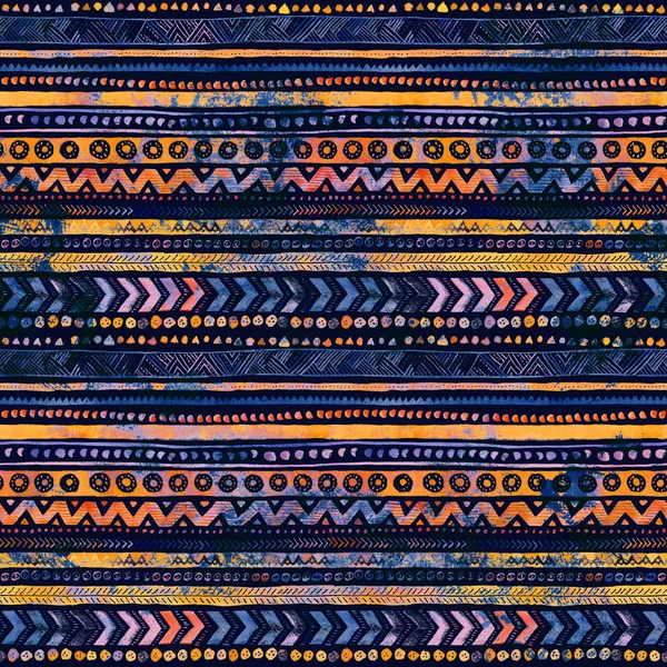 Naadloze aquarel etnische Tribal sier patroon-Dark Navy — Stockfoto