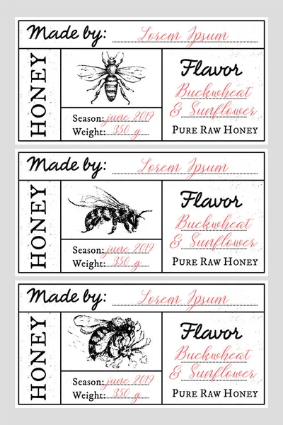 Set van vectorkaart templates met Honey Bee embleem en ruimte voor — Stockvector
