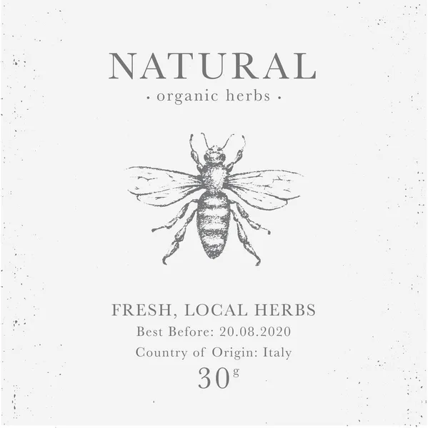 Aanpasbare Vintage label van natuurlijke biologische honing producten. — Stockvector