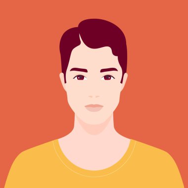 Yakışıklı bir adam portresi. Avatar genç bir adam. Renkli portre. Vektör düz çizim