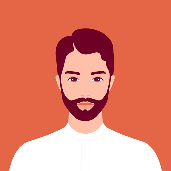 Retrato Joven Árabe Con Barba Hombre Negocios Oriental Tipo Con — Vector de stock