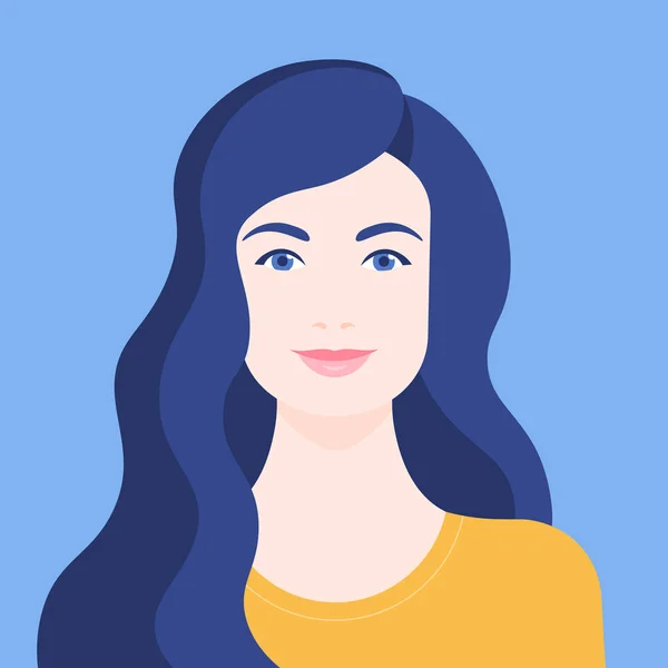 Retrato Una Mujer Cabeza Una Chica Avatar Minimalista Plano Ilustración — Vector de stock