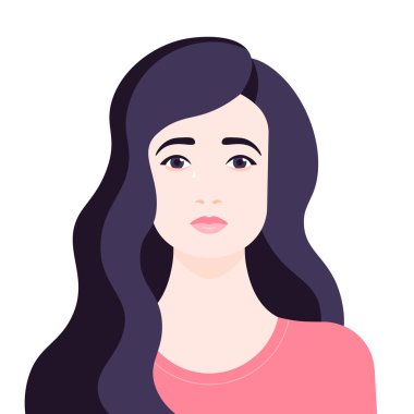 Üzgün kız. Ağlayan bir kadın portresi. Depresyon ve melankoli. Avatar. Vektör düz çizim