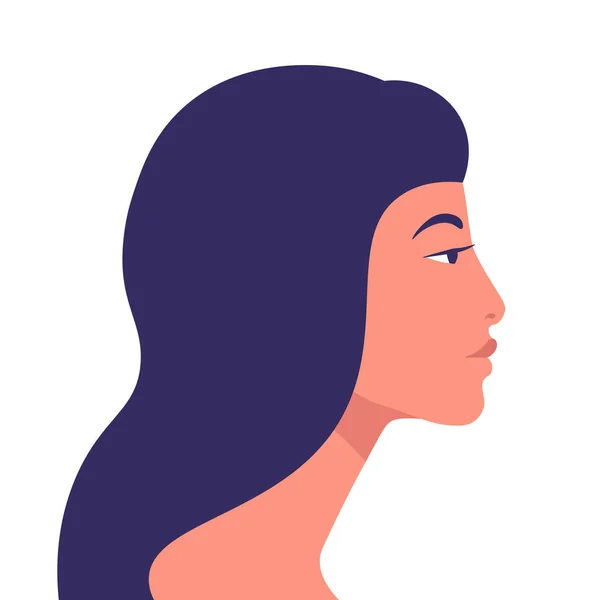 Mulher Asiática Perfil Rapariga Retrato Avatar Ilustração Plana Vetorial —  Vetores de Stock