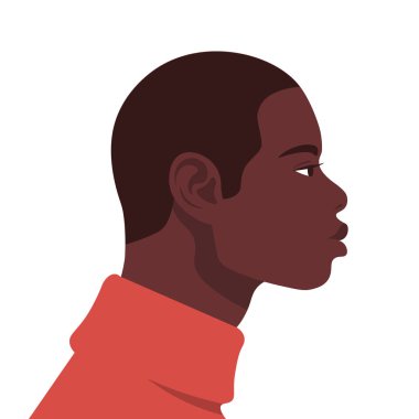 Afrikalı-Amerikalı bir adam. Profil. Bir adam portresi. Avatar. Vektör düz çizim