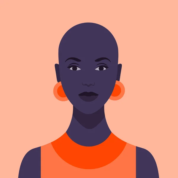 Menina Africana Bonita Diversidade Retrato Uma Jovem Sem Cabelo Avatar — Vetor de Stock