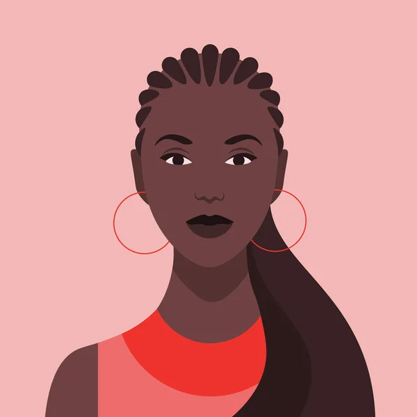 Retrato Uma Menina Africana Com Penteado Elegante Diversidade Nações Raças — Vetor de Stock