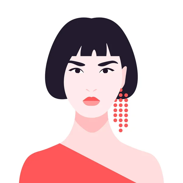 Retrato Una Chica Asiática Avatar Una Mujer Joven Hermosa Diversidad — Vector de stock