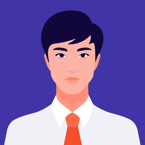 Retrato Joven Asiático Cara Estudiante Extranjero Diversidad Avatar Vector Ilustración — Vector de stock