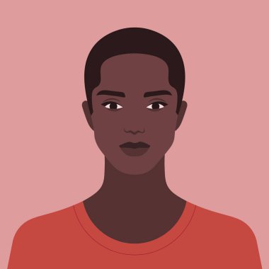 Afrikalı bir adam portresi. Çeşitlilik. Milletler ve yarış. Amerikalı öğrenci. Vektör düz çizim