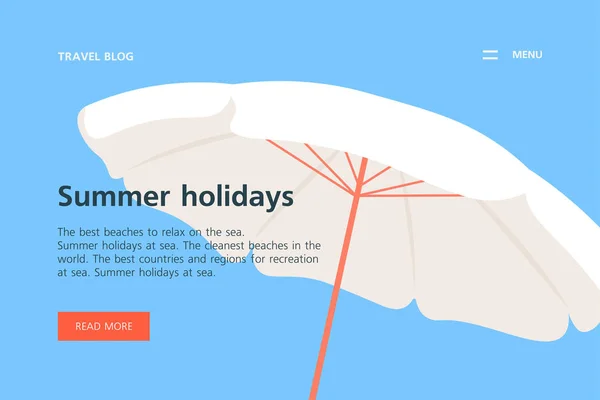 Bestemmingspagina Zomer Rust Site Reisgezelschap Horizontale Banner Met Tekst Vector — Stockvector