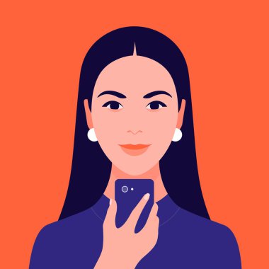 İspanyol bir kızın portresi. Avatar esmer. Çeşitlilik. Vektör düz illüstrasyon