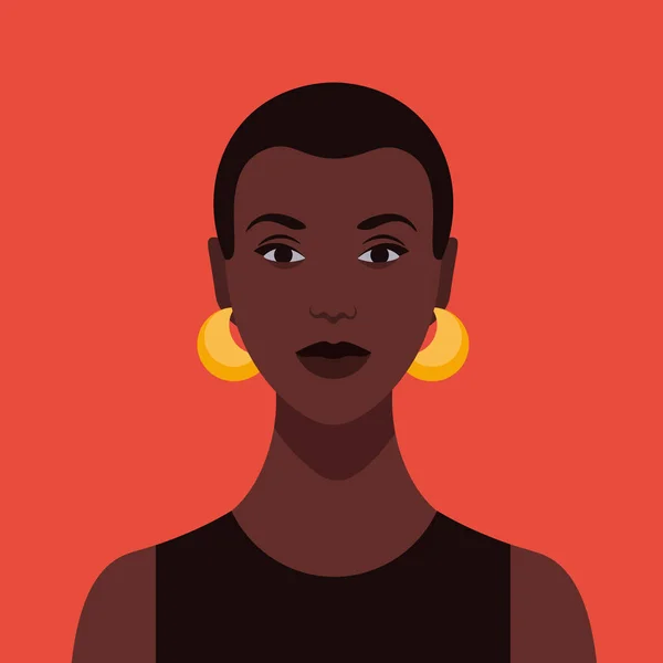 Portret Van Een Afrikaanse Vrouw Avatar Meisjes Voor Sociale Netwerken — Stockvector