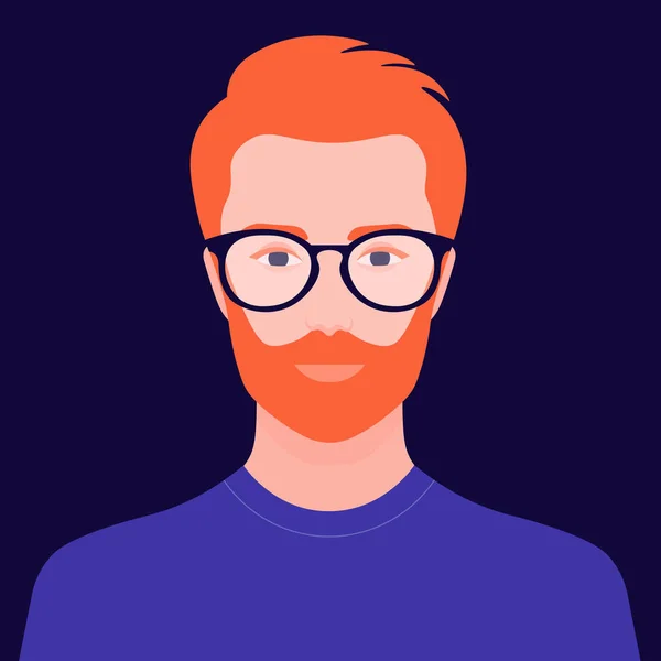 Portret Van Een Roodharige Man Avatar Van Een Zakenman Met — Stockvector