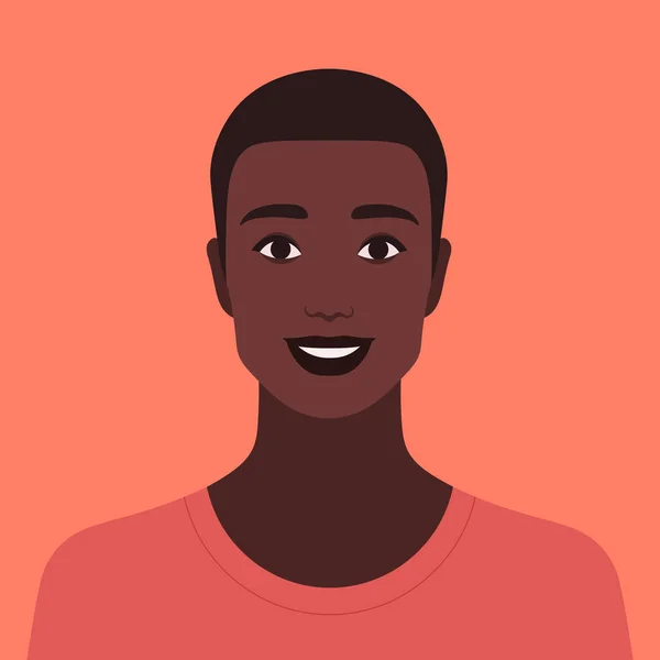 Retrato Tipo Feliz Avatar Joven Sonriente Ilustración Plana Del Vector — Vector de stock