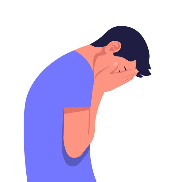 Young Man Despair Guy Profile Great Stress Depressive Disorder Vector — 스톡 벡터