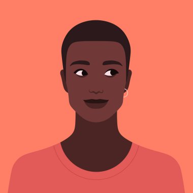 Meraklı bir Afrikalı adamın portresi. Genç bir adamın Avatar'ı. Vektör düz illüstrasyon