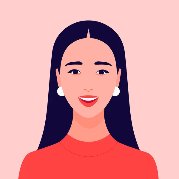 Cara Una Chica Feliz Avatar Una Joven Que Ríe Retrato — Vector de stock