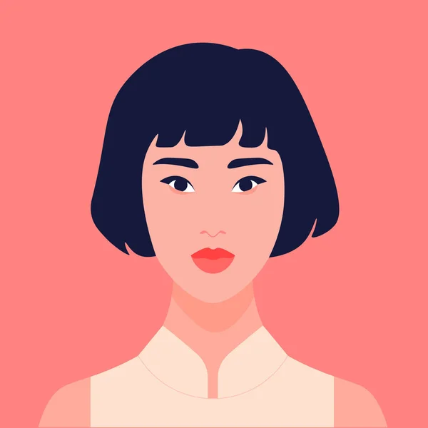 Portrait Une Fille Asiatique Calme Une Écolière Avatar Étudiante Illustration — Image vectorielle