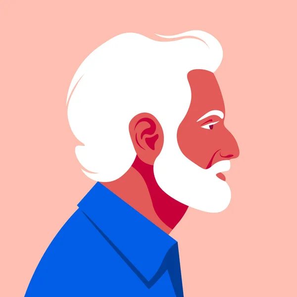 Profil Homme Âgé Visage Pensionné Est Sur Côté Avatar Illustration — Image vectorielle