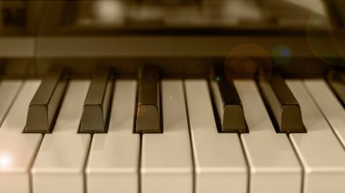 Elektronik bir piyanonun klavyesinin fotoğrafını kapat