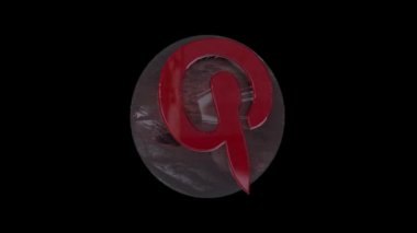 Pinterest 3 boyutlu animasyon logosu. Kusursuz Döndürme ve Söndürme hareketi. 1920x1080 piksel Full HD. Apple ProRes 4444 ile Alfa Kanalı.