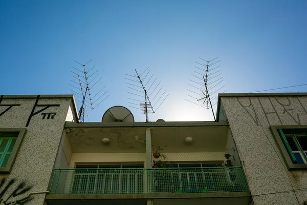 TV sinyali, mavi, Brezilya, Brezilya caddesi, bina, renk, Jorge Soares, Jundiai şehri, Junida, So Paulo, gökyüzü, SP, Street, doku, duvar