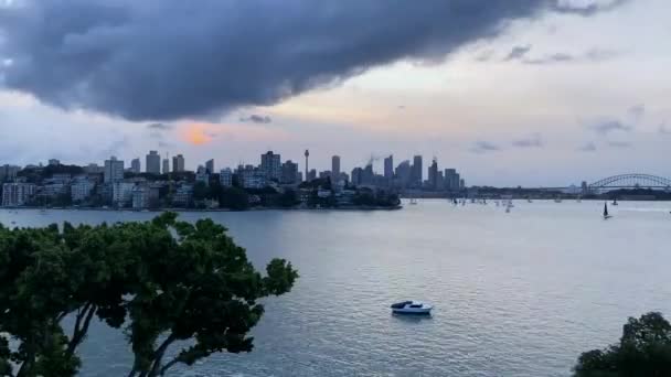 Tid Förflutit Film Över Sydney Stadsbilden Solnedgången Med Utsikt Över — Stockvideo