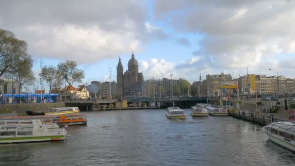 Amsterdam Netherlands January 2017 Going Boat Sightseeing Amsterdam Netherlands — Stock Video