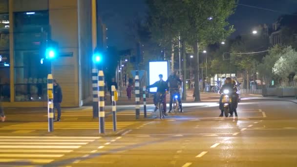 Amsterdam Nizozemsko Leden 2017 Lidé Přecházející Silnici Amsterdamu Nizozemsko — Stock video