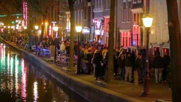 Amsterdam Netherlands January 2017 Amsterdam Netherlands People Street Night — Stock Video