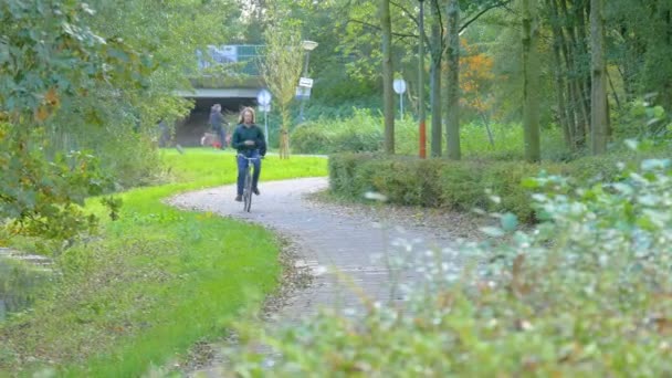Amsterdã Holanda Janeiro 2017 Homem Bicicleta Parque Amsterdã Holanda — Vídeo de Stock