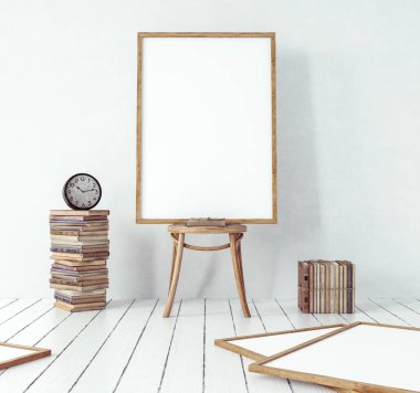 Hipster çalışma alanı, 3d render posterdeki kadar alay