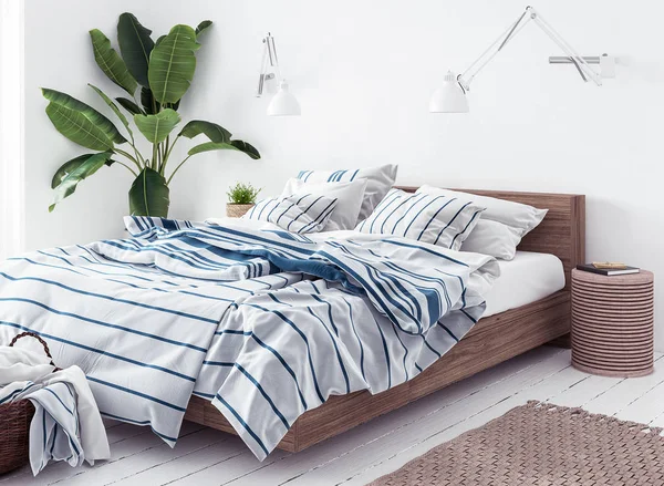 New Scandinavian Boho Style Bedroom Stock Photo By Artjafara 202065154 - Decoration Bed Wall Decor Boho Style