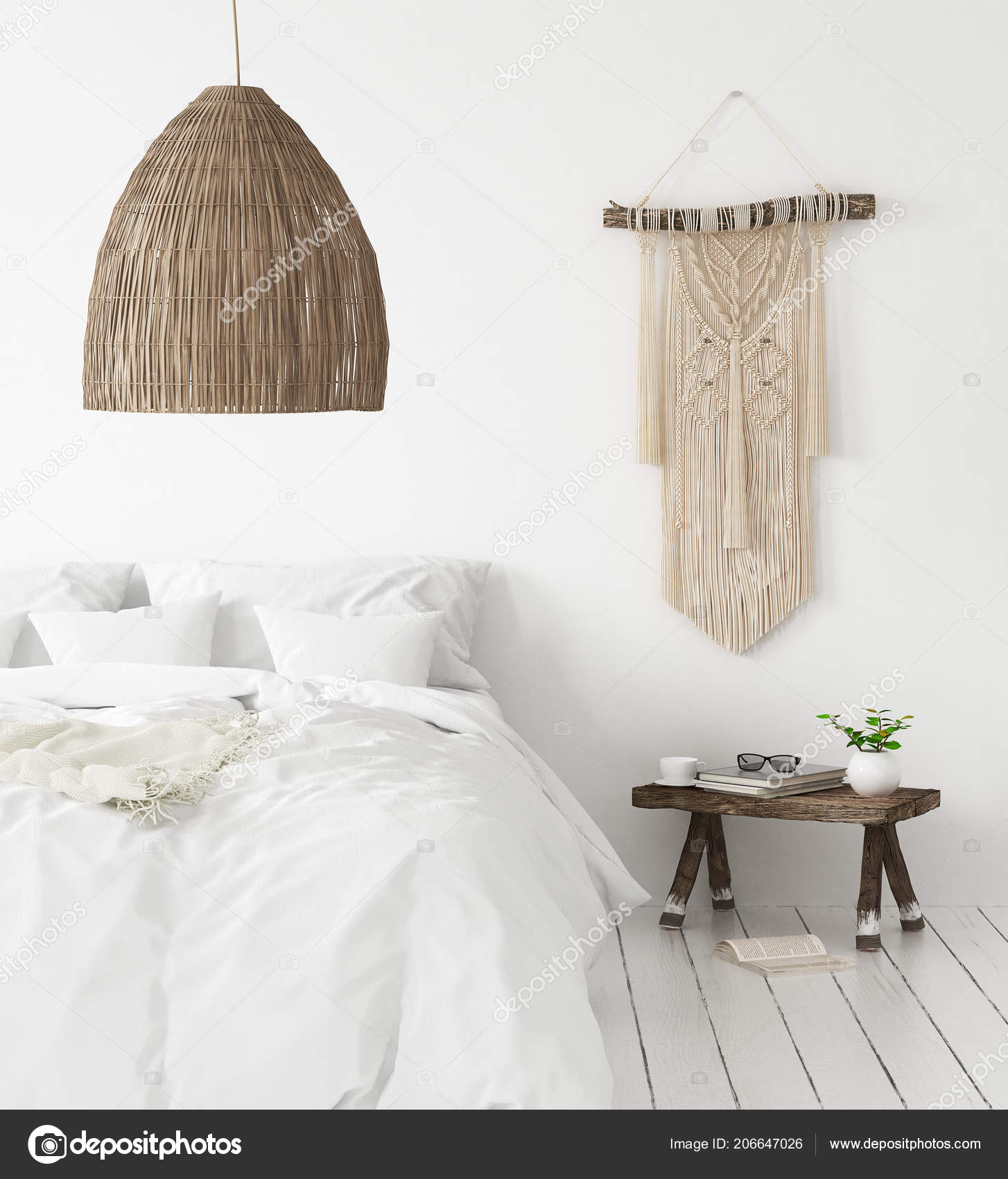 Scandi Boho Style Bedroom Render Stock Photo C Artjafara