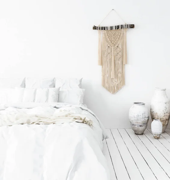 Scandi Boho Style Bedroom Render — Stock Photo, Image