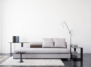 Modern iç arkaplan, duvar maketi, 3d render