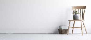 Boş iç arka plan, Oda sandalye İskandinav tarzı, 3d render