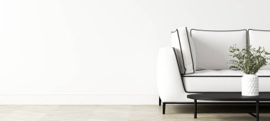 Modern iç arkaplan, duvar maketi, 3d render