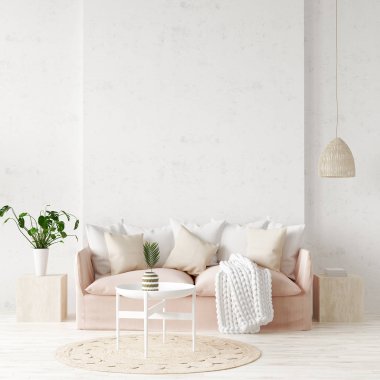 Modern iç arkaplan, duvar maketi, 3d render