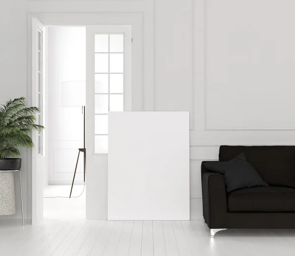 Mock up canvas in home interior, 3d render