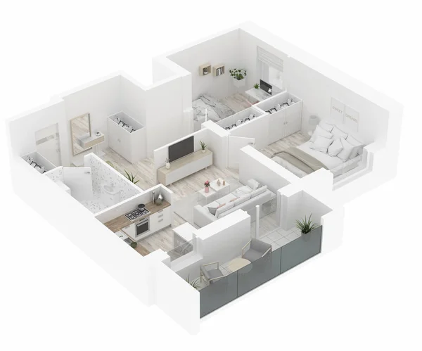 家庭平面图 开放式概念生活公寓布局 — 图库照片