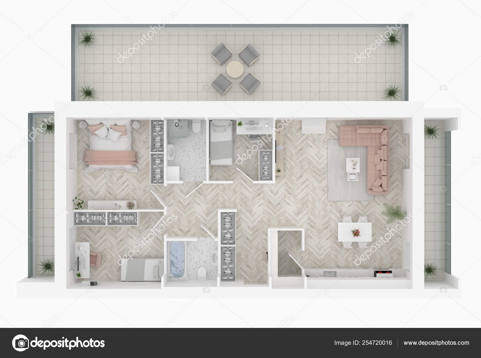 Floor Plan Home Illustration Open Concept Living Apartment Layout