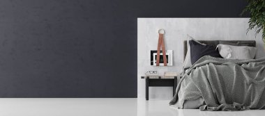 İskandinav tarzı yatak odası iç, 3d render