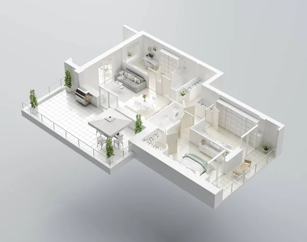 План Дома Иллюстрация Открытая Концепция Жилой Площади — стоковое фото