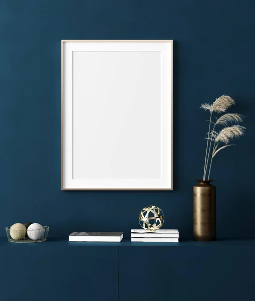 Arka Planda Poster Çerçevesi Kadar Mock Modern Tarzı Render — Stok fotoğraf