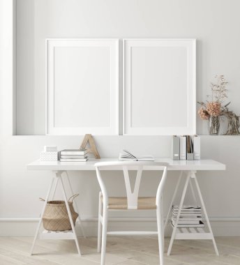 Poster, duvar ev içi arka plan, ev ofisi, İskandinav tarzı, 3D görüntüleme