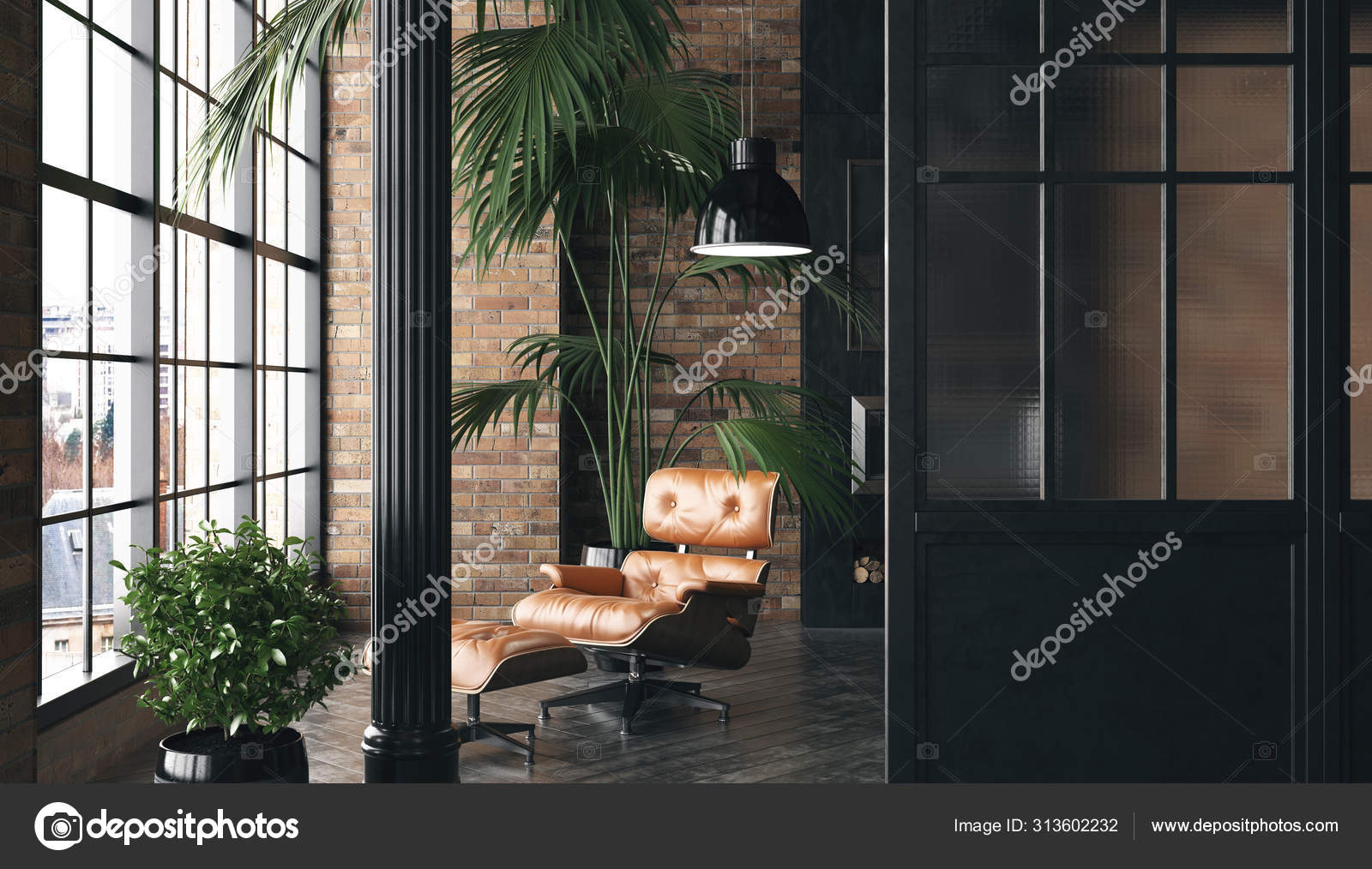 Living Room Loft Industrial Style Render Stock Photo Image By C Artjafara 313602232